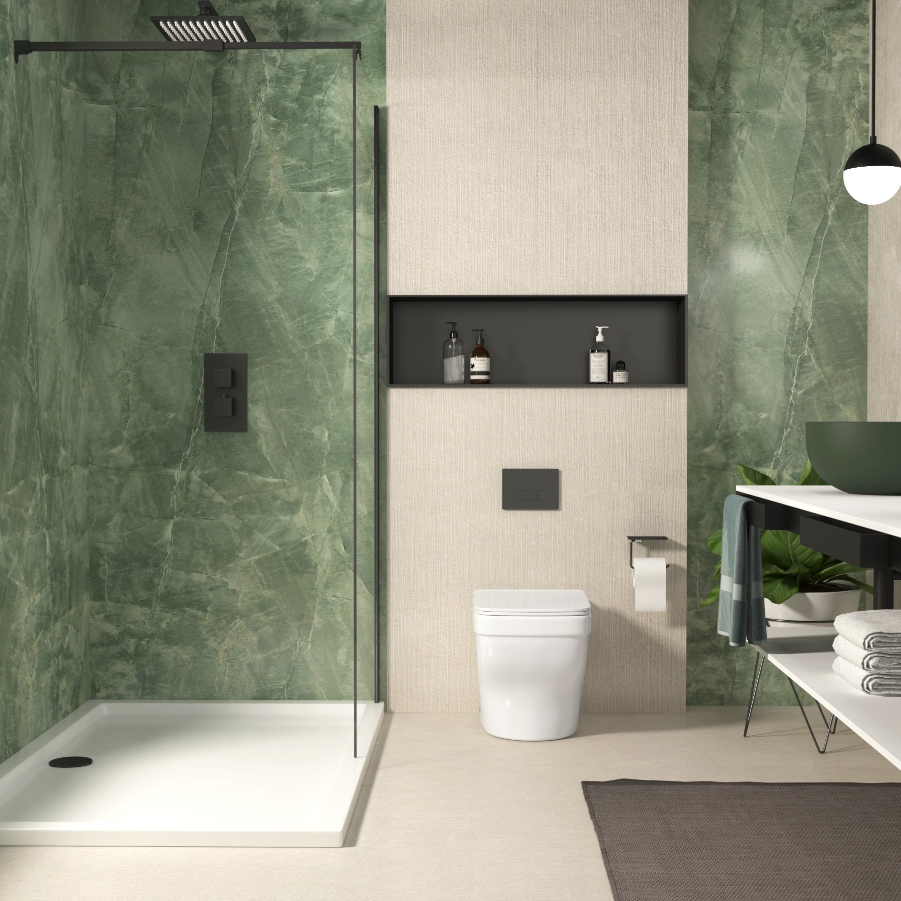 Evora Short Projection Back To Wall Rimless Toilet Pan with Slim Soft Close Seat