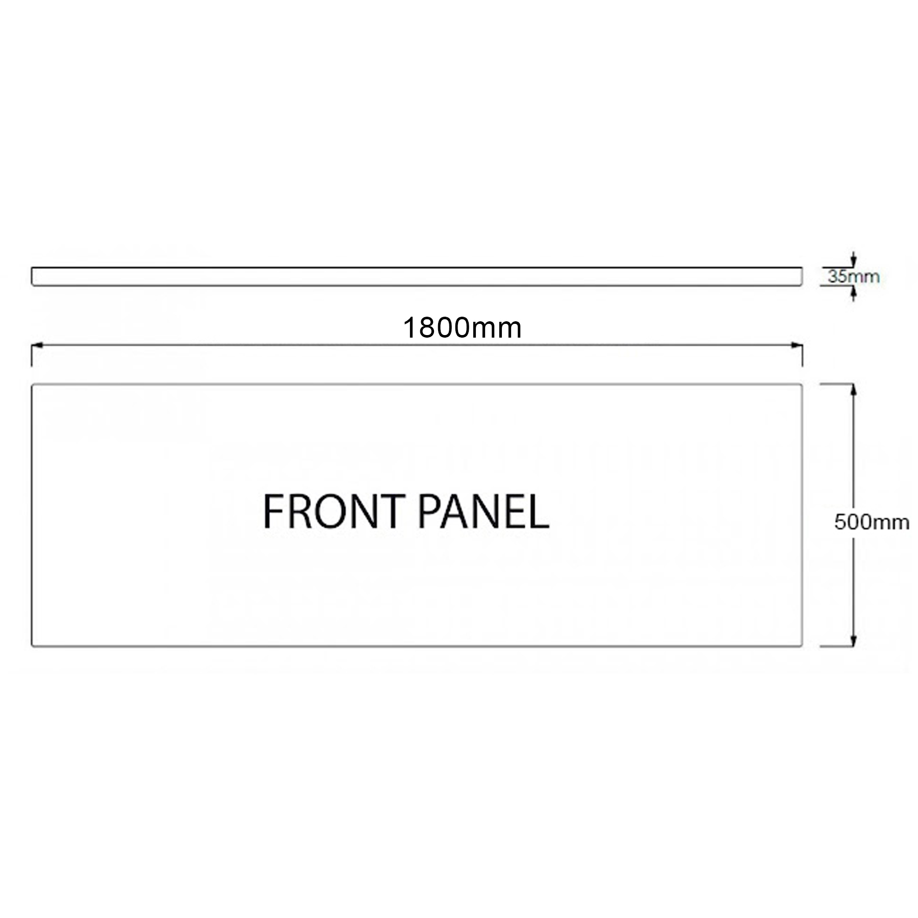 1800mm Bath Front Panel - 500mm High