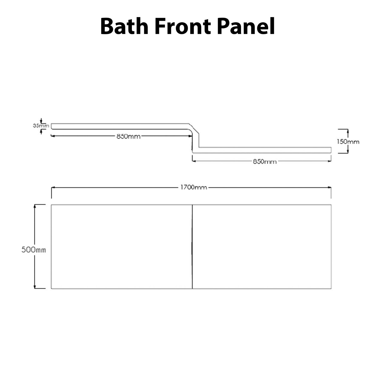 L Shaped 1700mm Acrylic Bath Front Panel