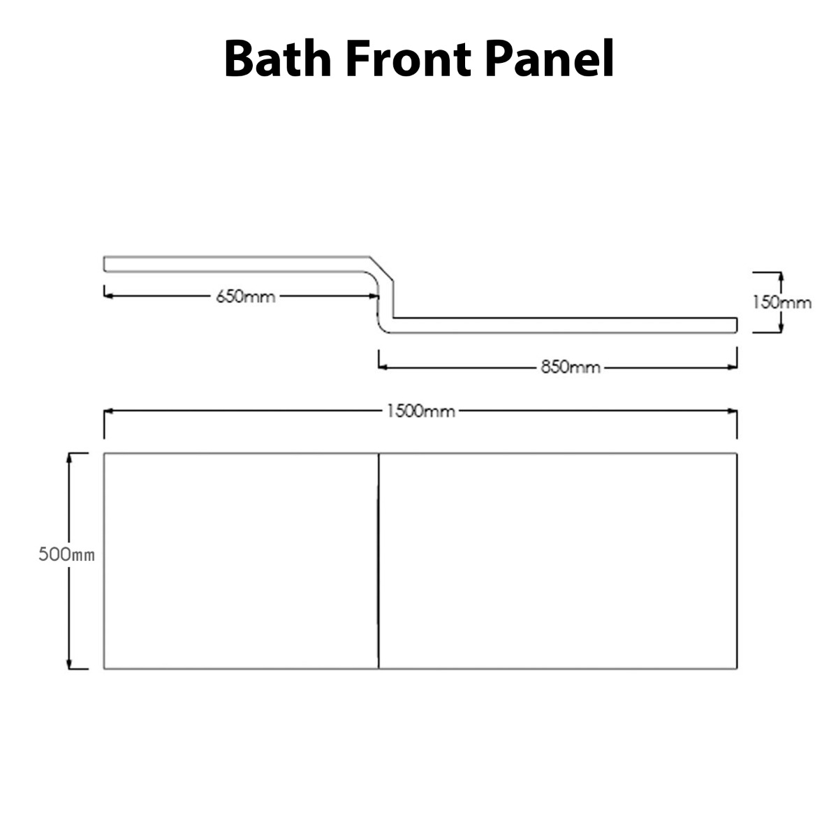 L Shaped 1500mm Acrylic Bath Front Panel