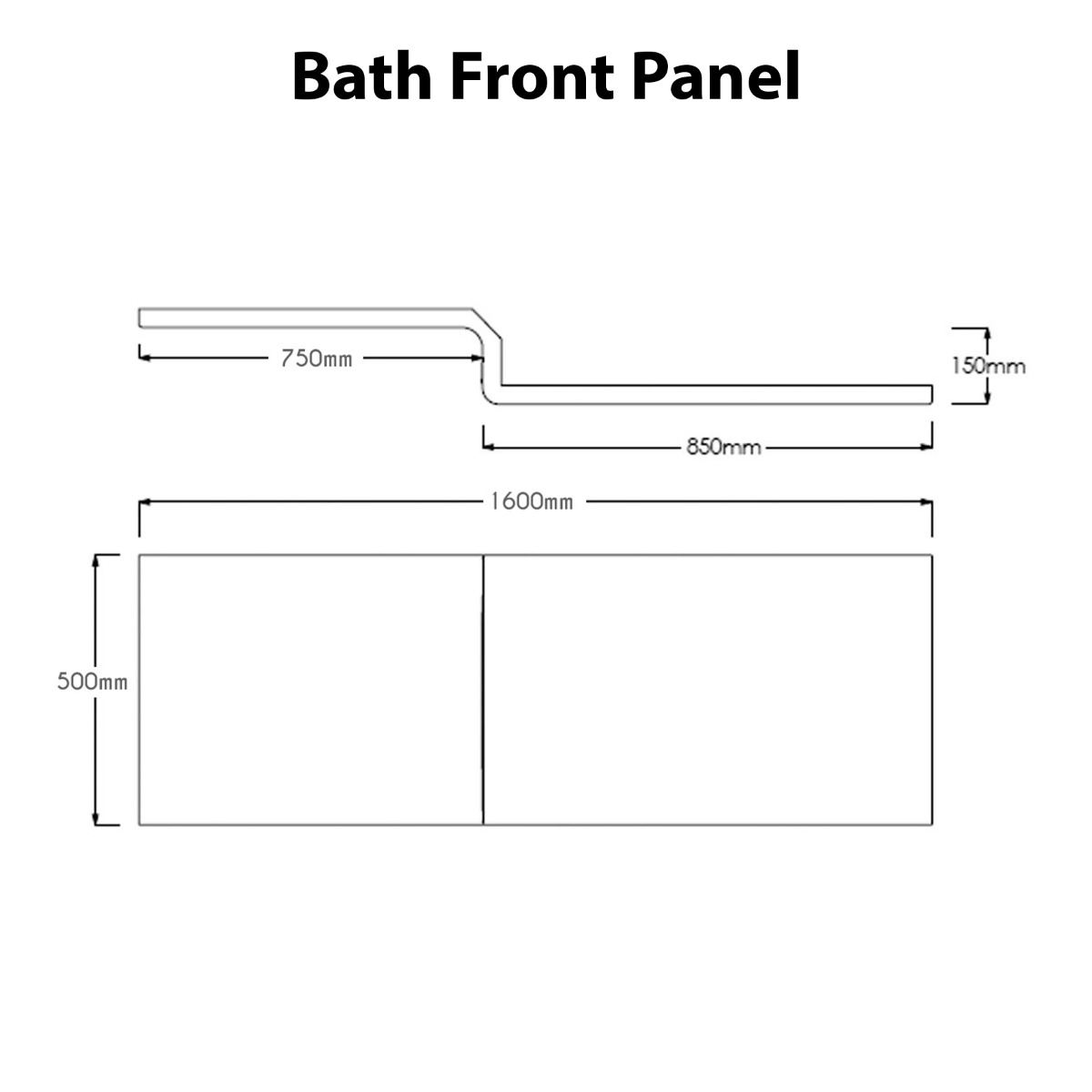 L Shaped 1600mm Acrylic Bath Front Panel