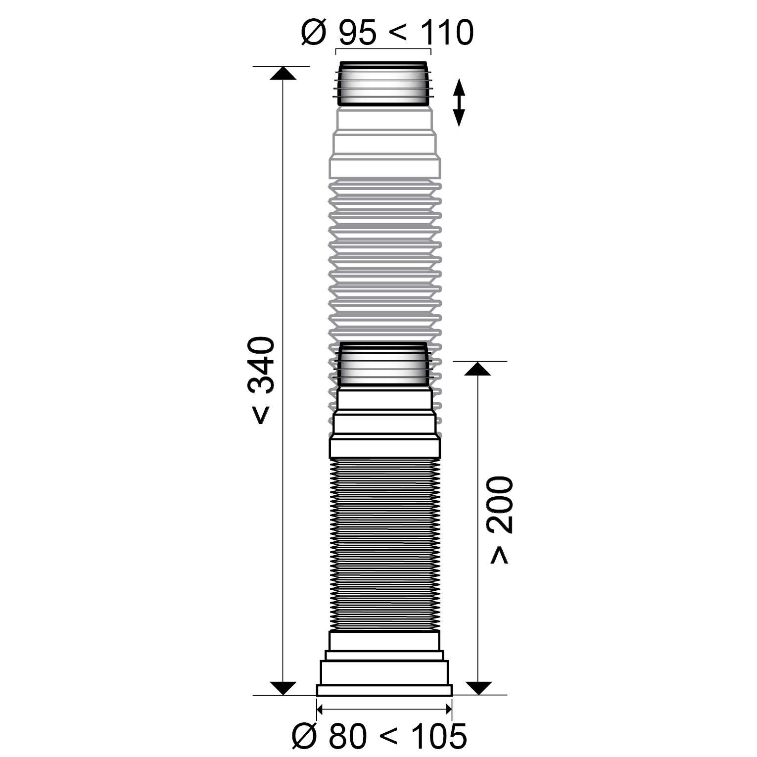 Wirquin Flexible Toilet Pan Waste Connector 200 – 340MM