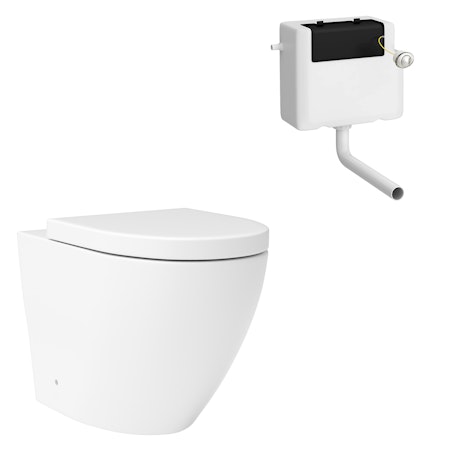 Comfort Height Back to Wall Toilet Rimless Pan with Soft Close Seat & Concealed Cistern - Abacus