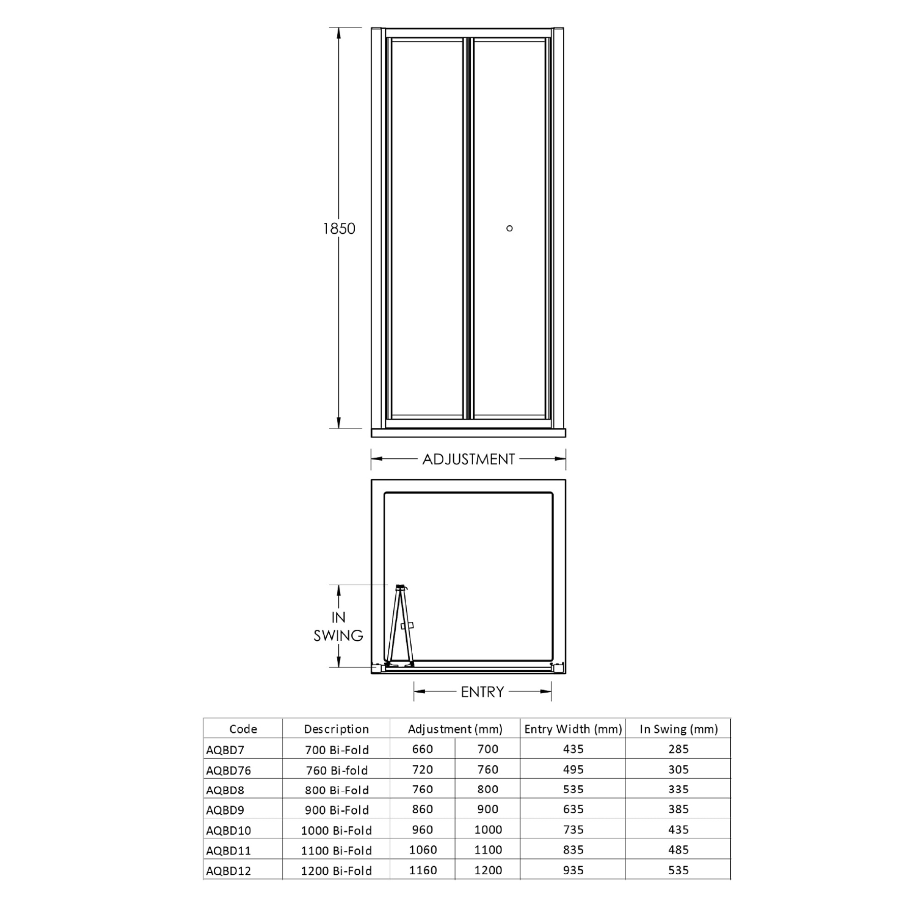 Pacific 4mm BiFold Shower Door Various Sizes Royal Bathrooms