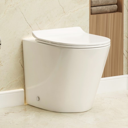 Rimless Back to Wall Toilet Pan with Slim Soft Close Seat - Cesar