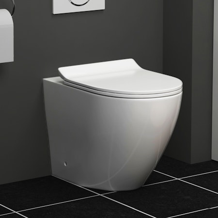 Abacus Gloss White Back to Wall Toilet with Slim Soft Close Seat - Round