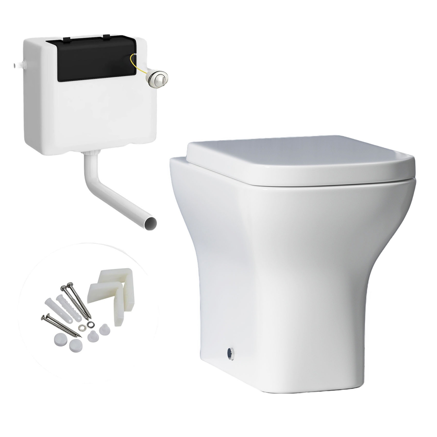 Short Projection Back to Wall Toilet Soft Close Seat with Cistern Qubix Royal Bathrooms