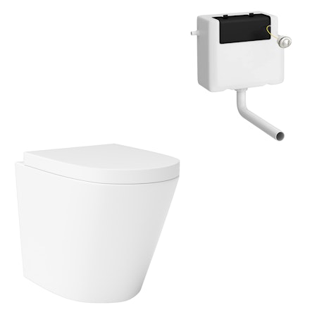 Cesar Rimless Back To Wall Toilet Pan and Soft Close Seat with Concealed Cistern