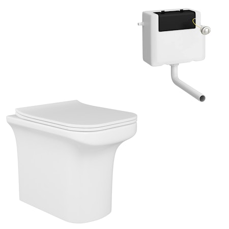 Crosby Rimless Back to Wall Toilet Pan and Slim Soft Close Seat with Concealed Cistern