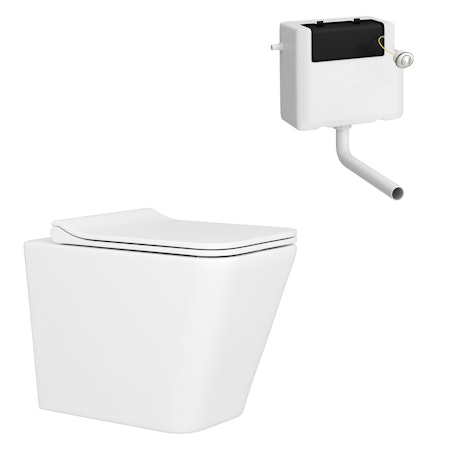 Elena Rimless Back to Wall Toilet Pan and Slim Soft Close Seat with Concealed Cistern