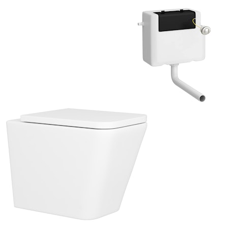 Elena Rimless Back to Wall Toilet Pan and Soft Close Seat with Concealed Cistern