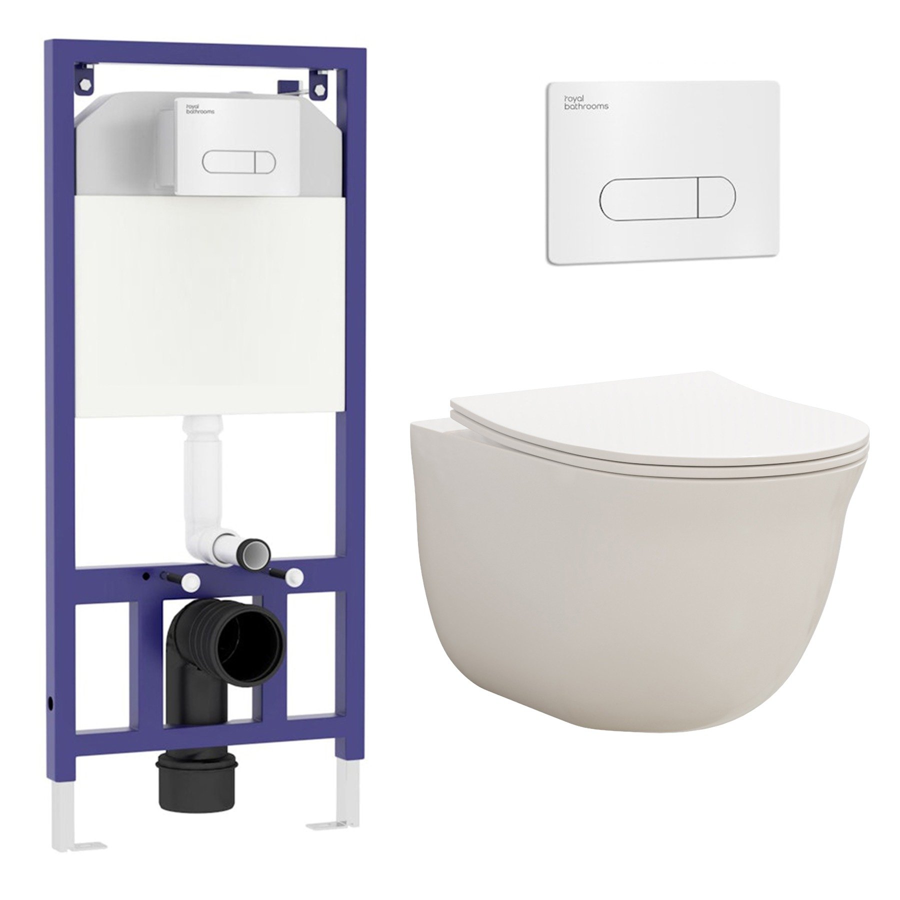 Divine Wall Hung Rimless Toilet with Slim Soft Close Seat & Aqua Chrome Plate Wall Hung Frame