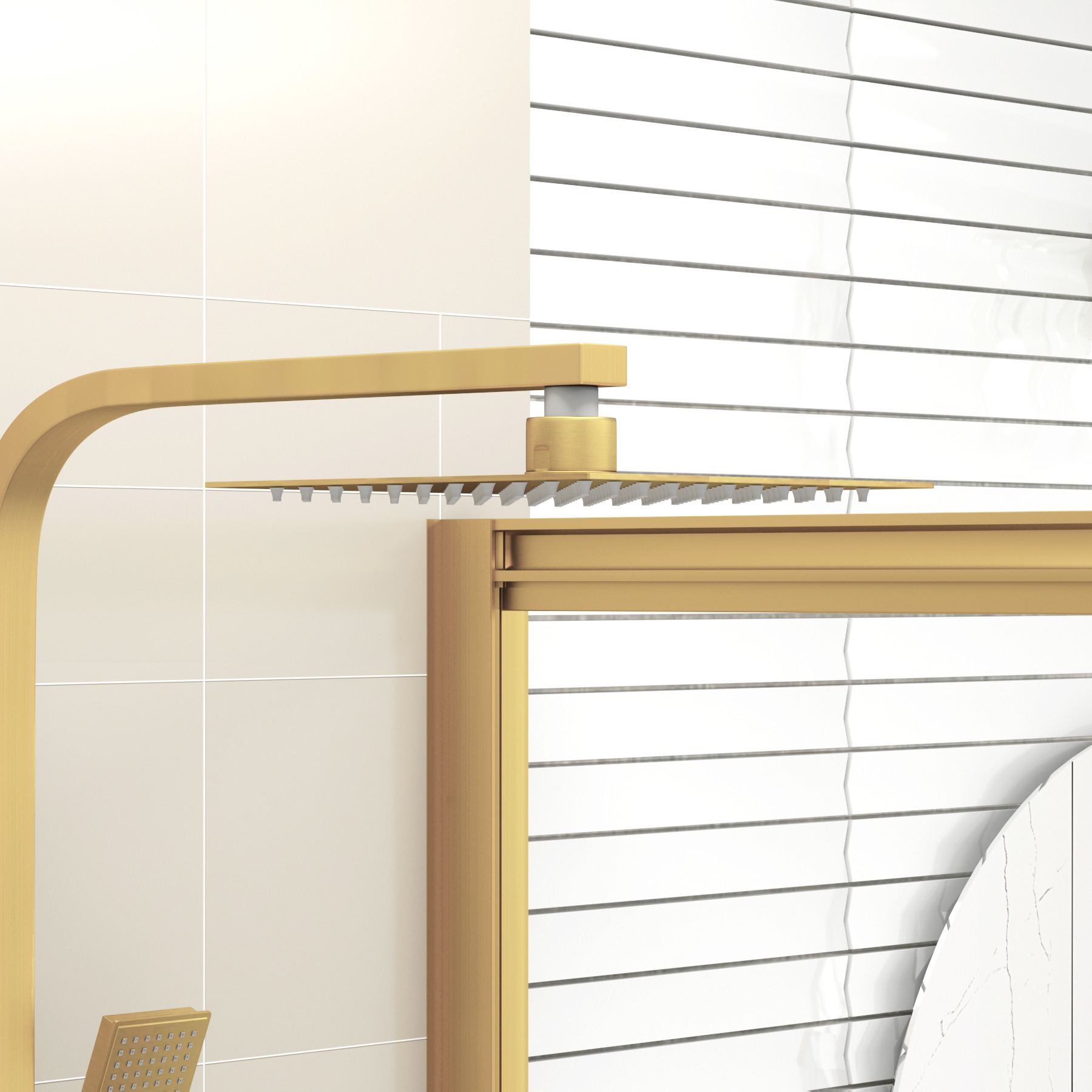 Venice Brushed Brass Square Thermostatic Valve Bar Shower Kit