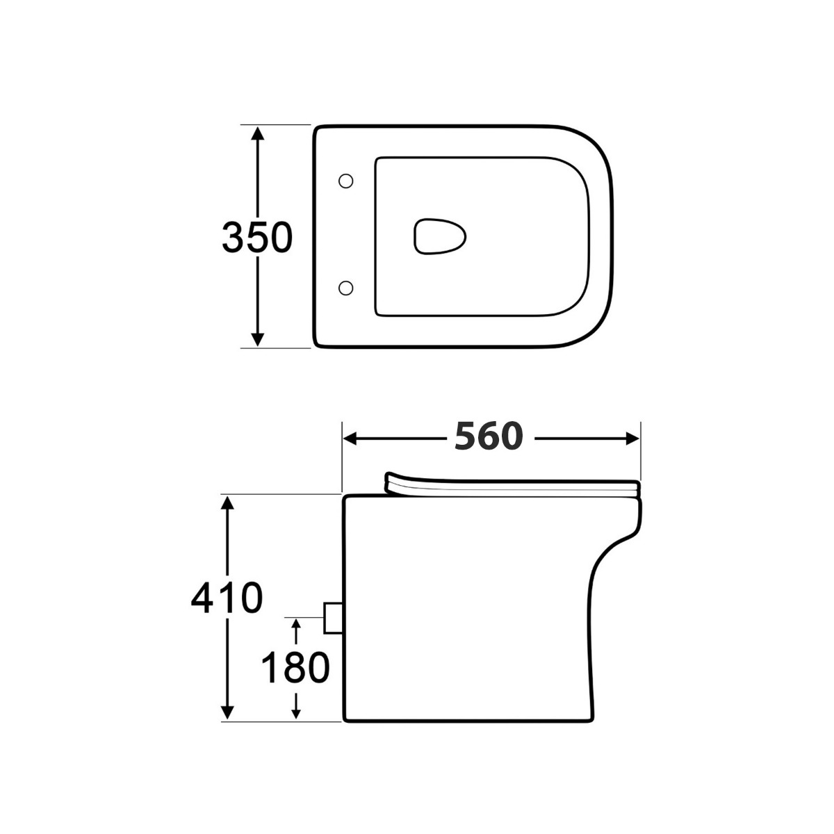 500mm Gloss White BTW WC Unit with Crosby Rimless Toilet Pan & Seat, Cistern