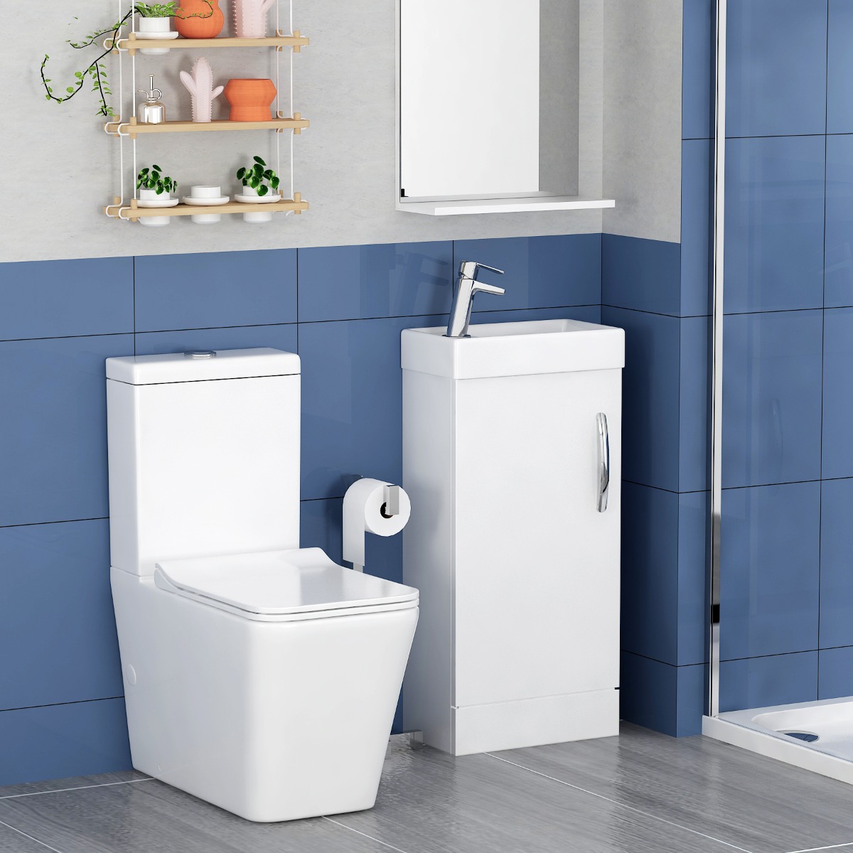 1200 x 700mm Single Sliding Shower Enclosure Suite with Como Vanity Unit & Toilet