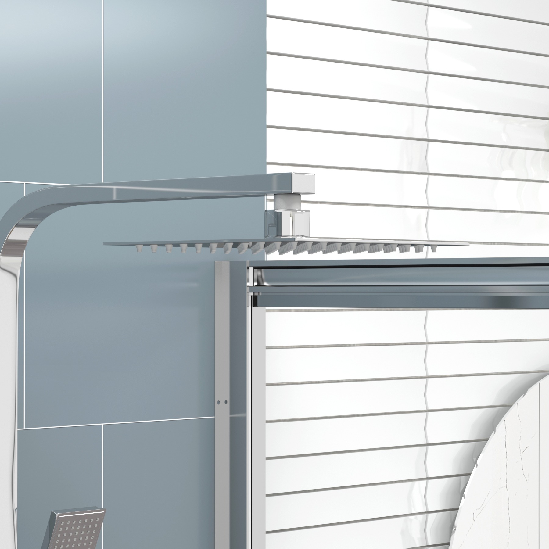 Cube Chrome Square Thermostatic Bar Shower With Kit
