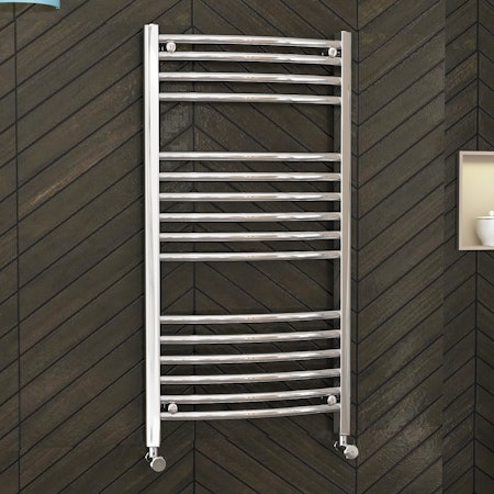 Heated Towel Rail 1000 x 400mm Curved Ladder -  Chrome 