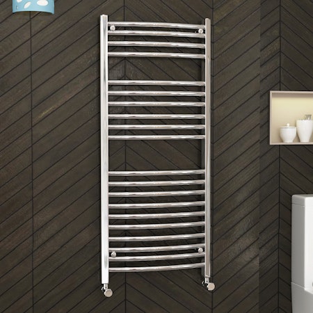 Arno Heated Towel Rail 1200 x 500mm Curved Ladder -  Chrome 