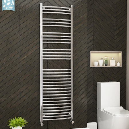 Heated Towel Rail 1800 x 600mm Curved Ladder -  Chrome 
