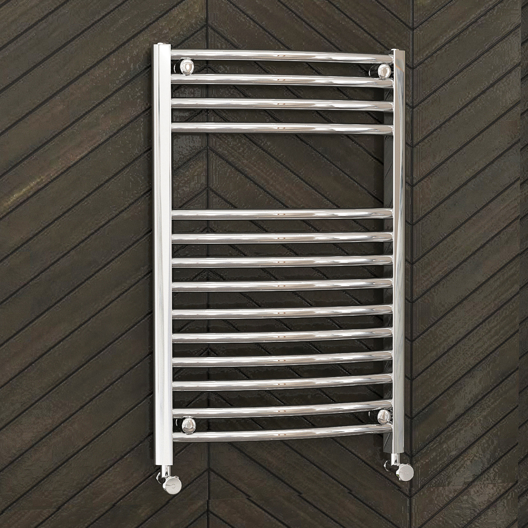 Arno Heated Towel Rail 800 x 300mm Curved Ladder Chrome Royal Bathrooms