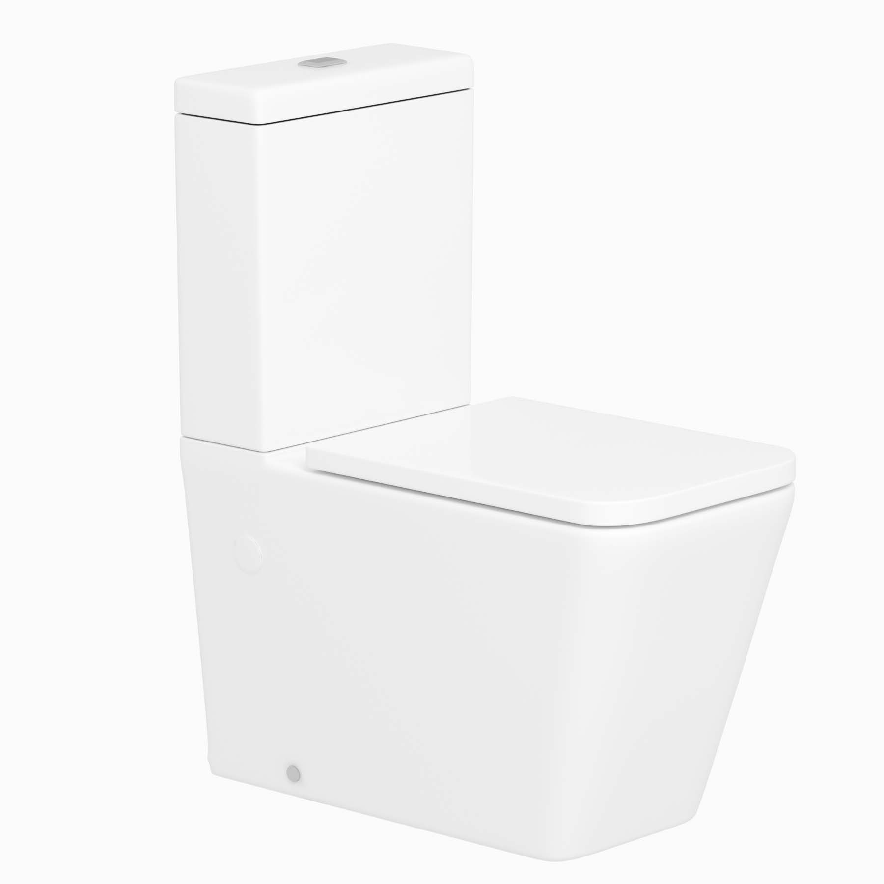 Square Close Coupled Rimless Toilet with Seat + Cistern - Elena