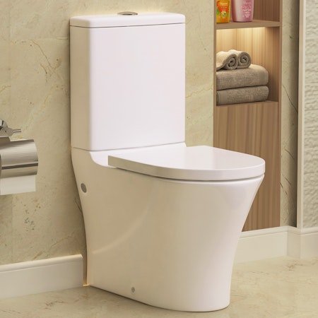 Peak Rimless Close Coupled Toilet and Soft Close Seat with Cistern
