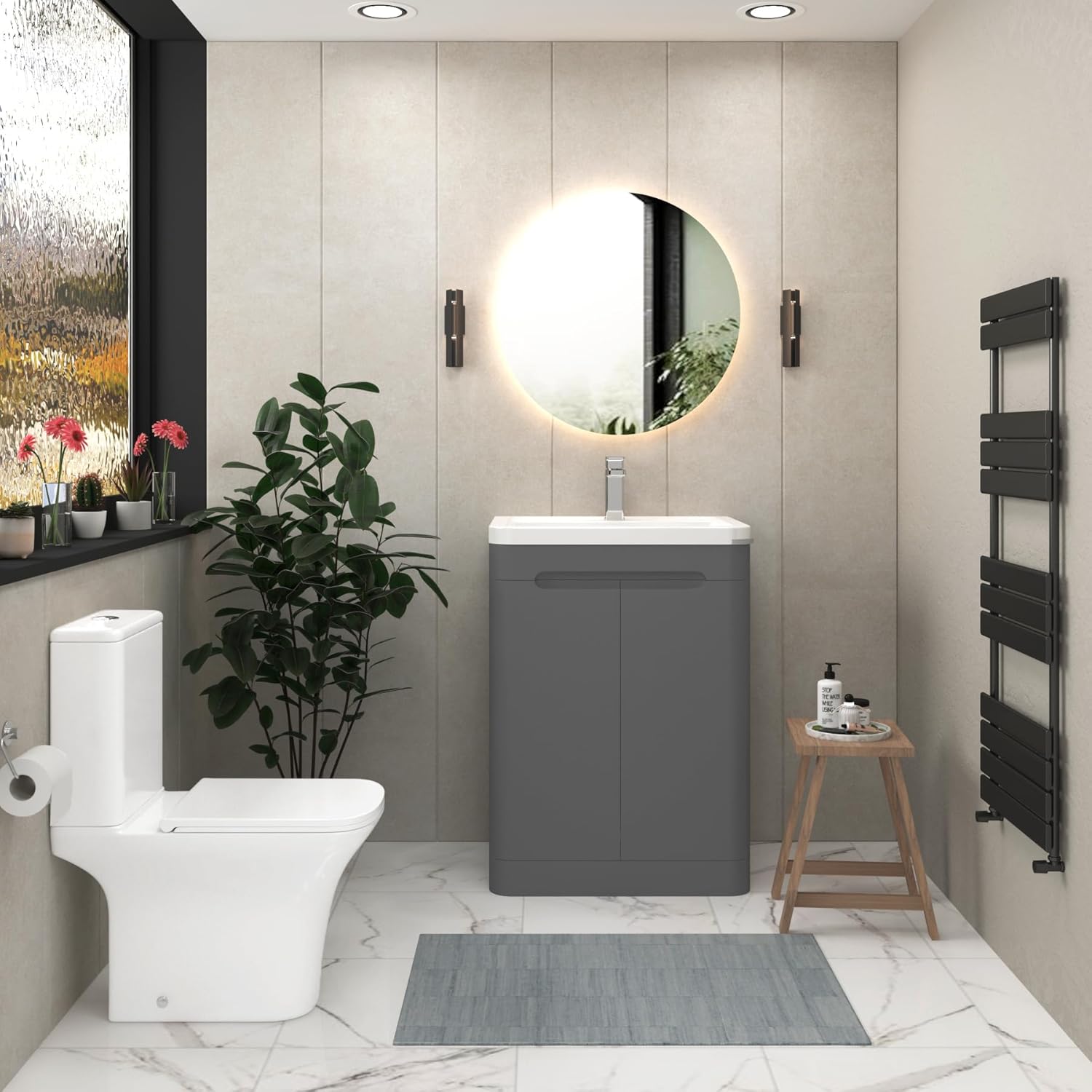 Cube Close Coupled Rimless Toilet and Slim Soft Close Seat with Cistern