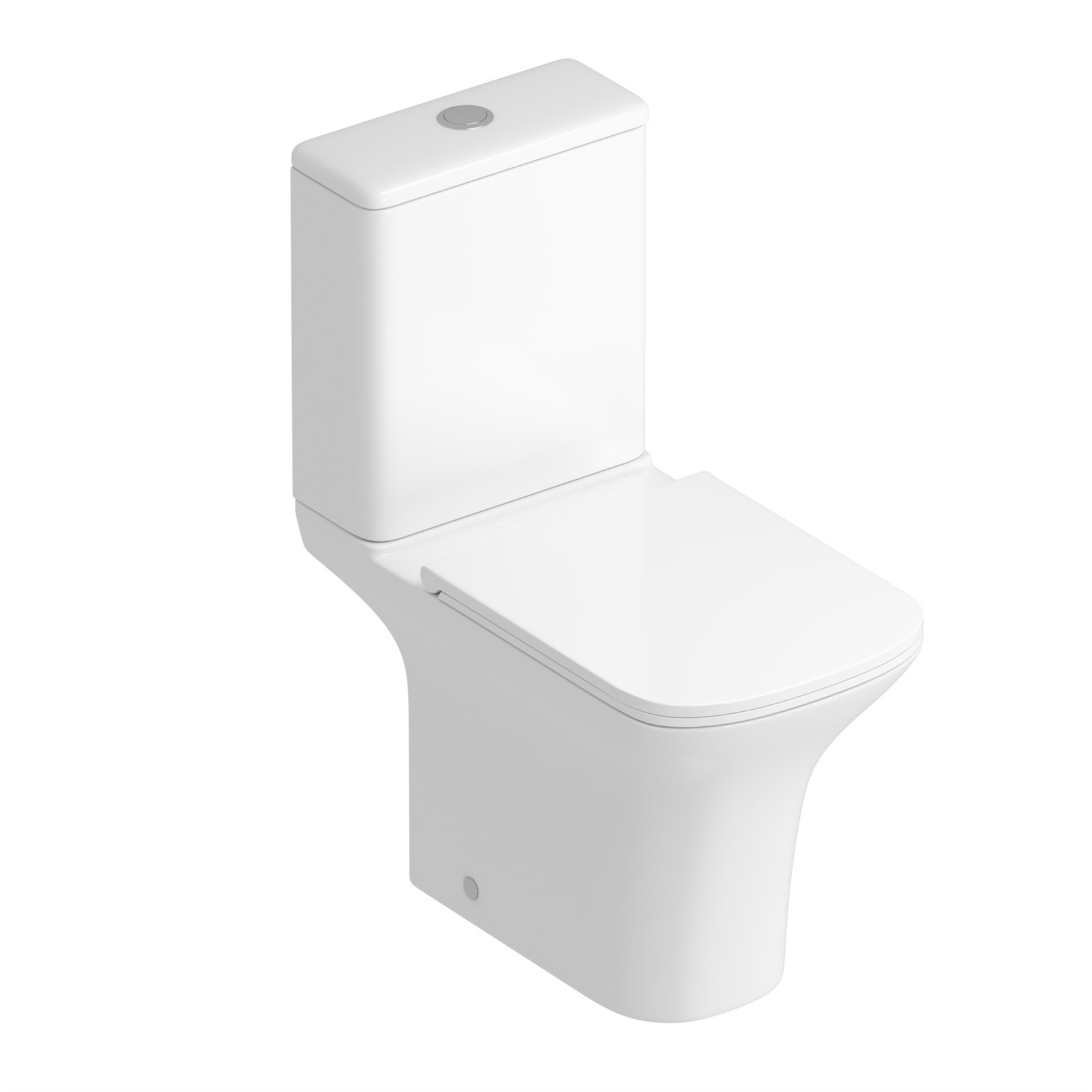 Cube Close Coupled Rimless Toilet and Slim Soft Close Seat with Cistern