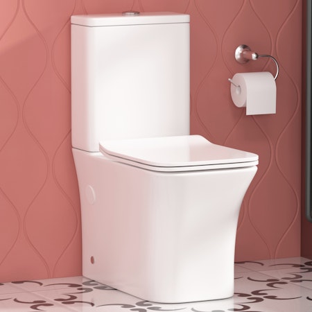 Rimless Close Coupled Toilet with Slim Soft Close Seat & Cistern - Milan
