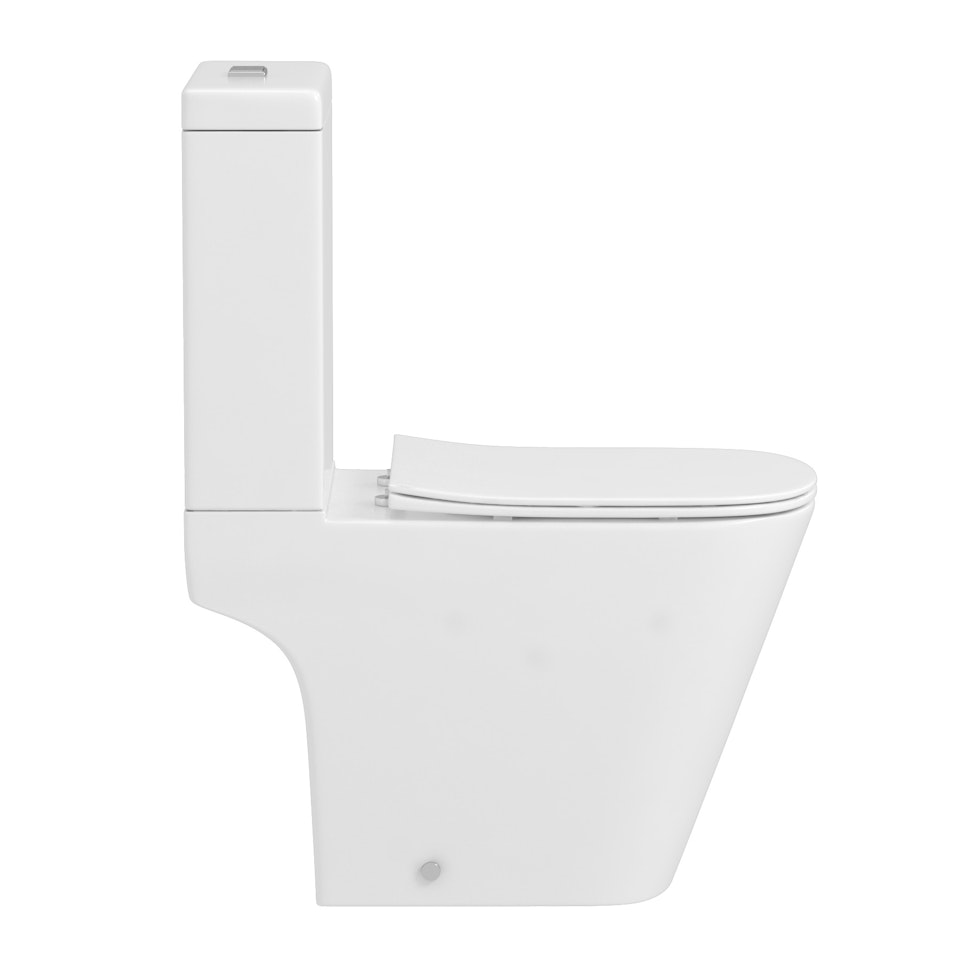 Rimless Close Coupled Toilet with Cistern and Slim Soft Close Seat - Elite