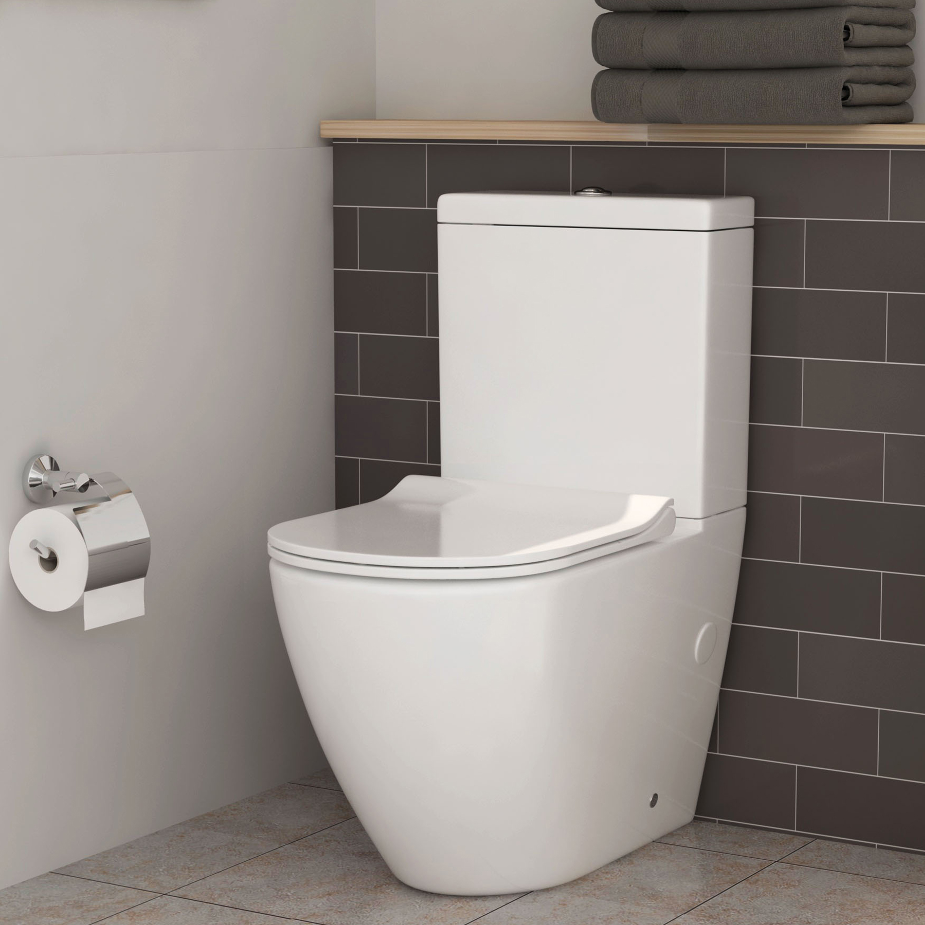 Turin 500mm Gloss White 2-Drawer Vanity Unit with Elva Close Coupled Toilet - Slim