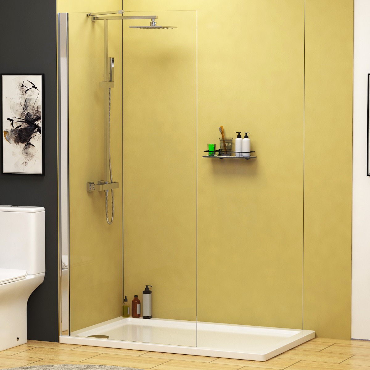 760mm Wet Room Shower Screen Enclosure Suite with Como Vanity Unit & Rimless Toilet