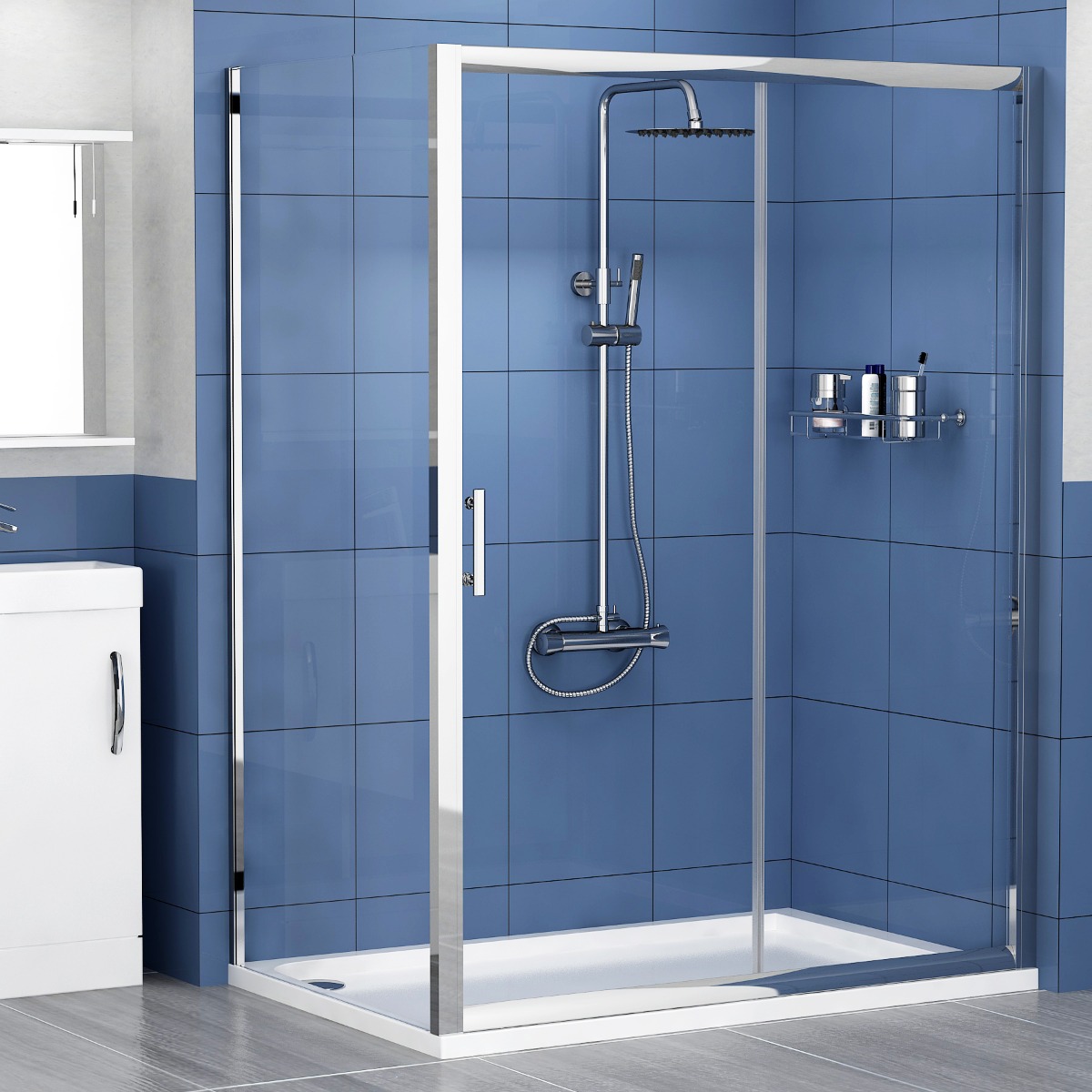 1200 x 900mm Single Sliding Shower Enclosure Suite with Como Vanity Unit & Toilet