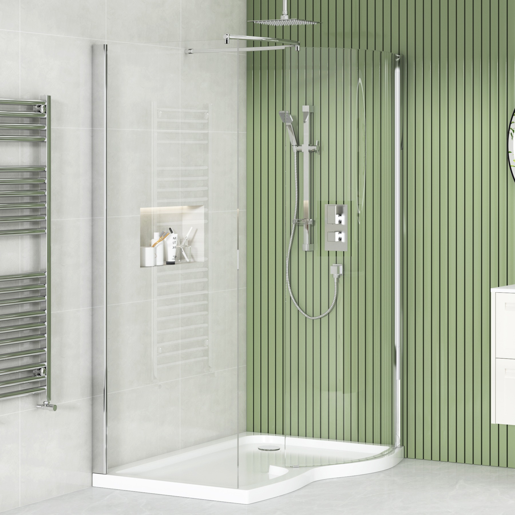 Elegance 8mm Easy Clean Glass Walk in Enclosure 1400x900mm with Tray Right Handed