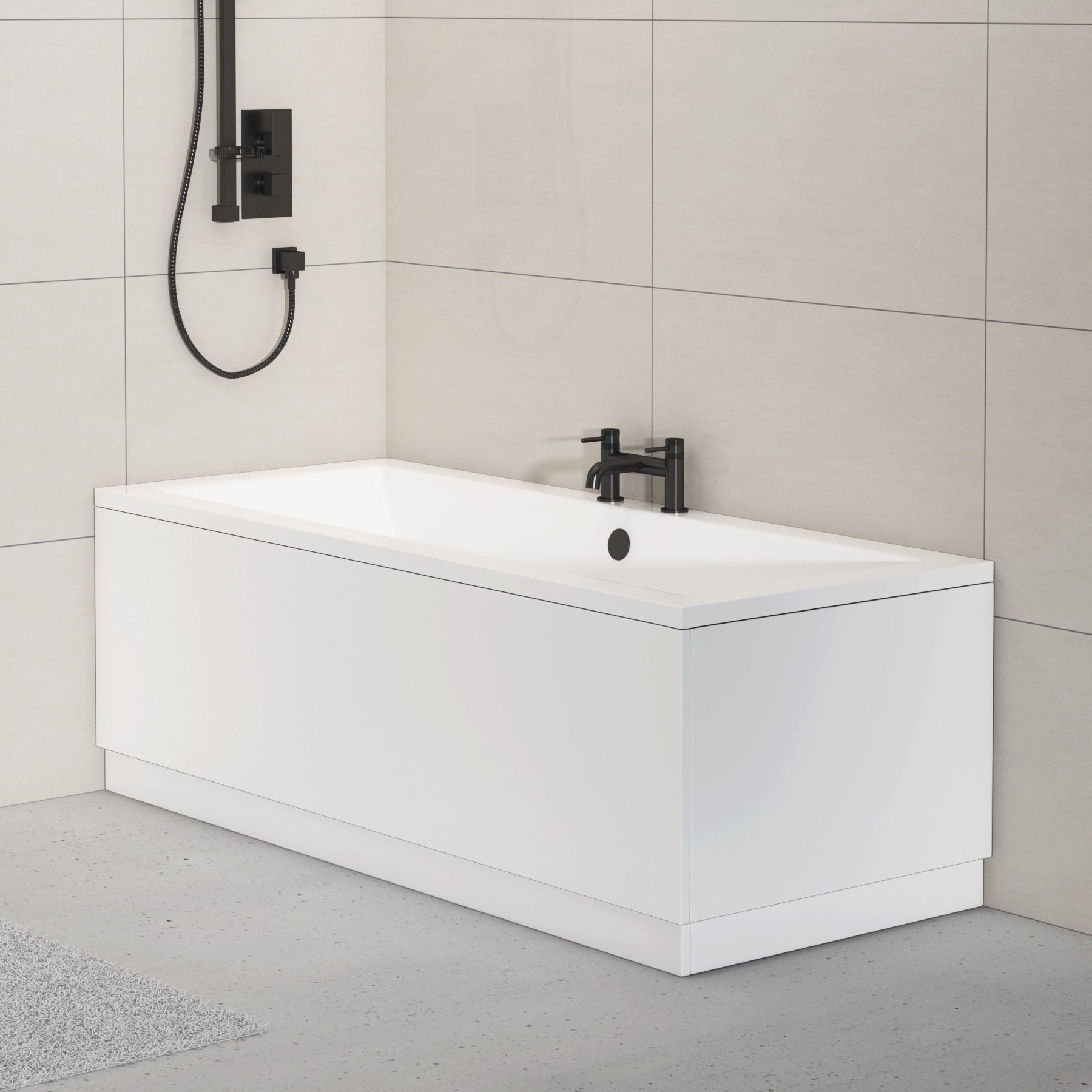 Turin 800mm High Gloss White Bath MDF End Panel - Wooden