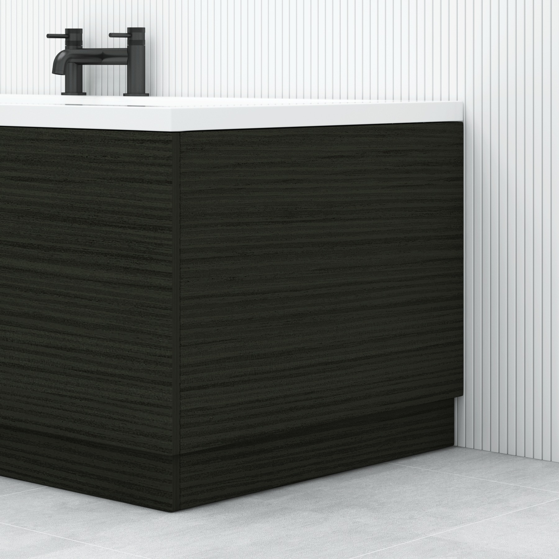 Turin 700mm Hale Black Bath MDF End Panel - Wooden