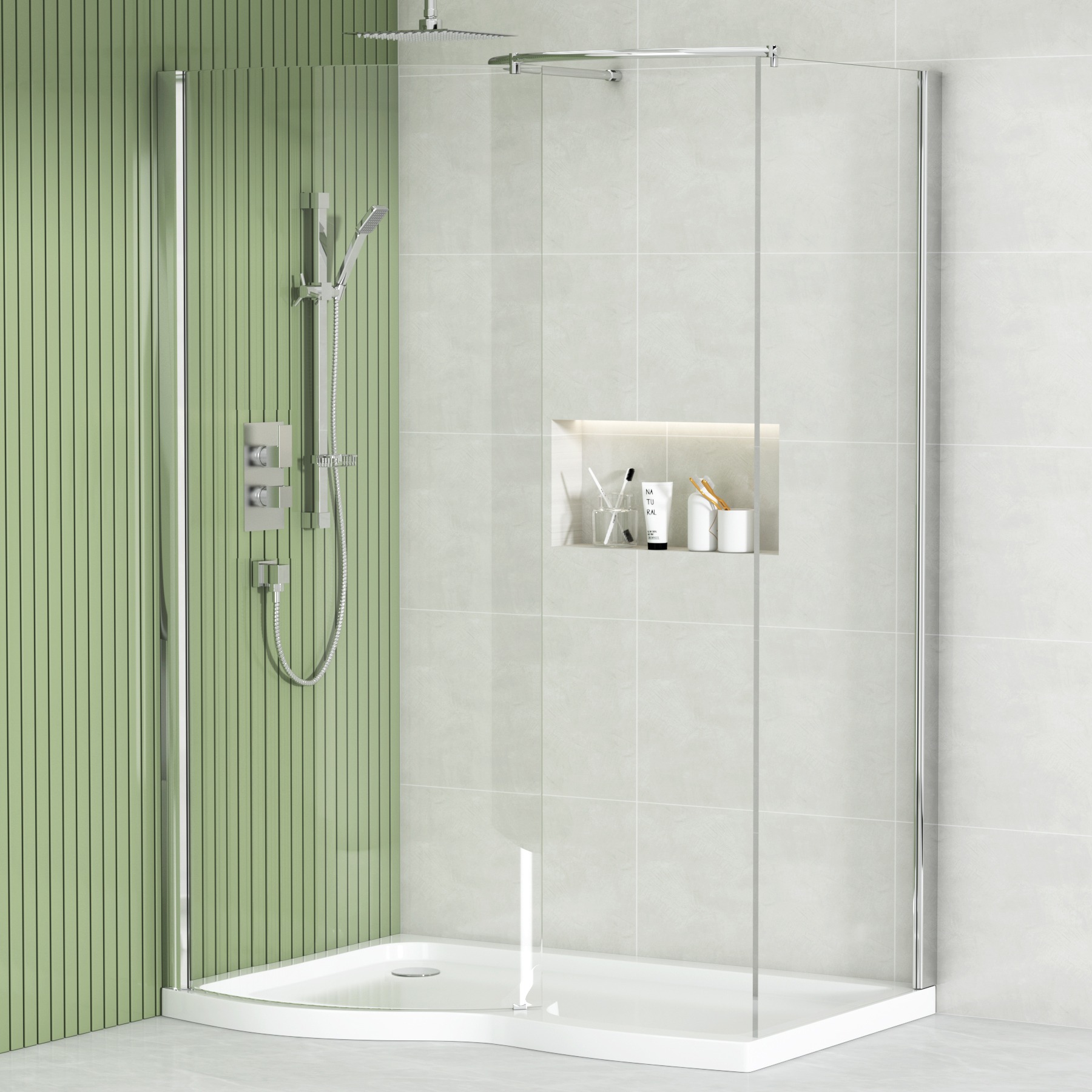 Elegance 8mm Easy Clean Glass Walk in Enclosure 1400x900mm with Tray