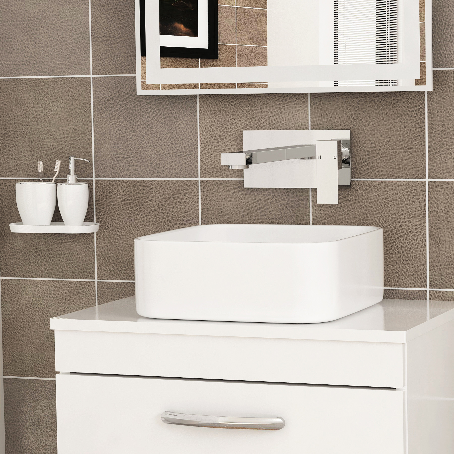 Cassellie Form Wall Mounted Basin Mixer Tap Elegant Design - Chrome