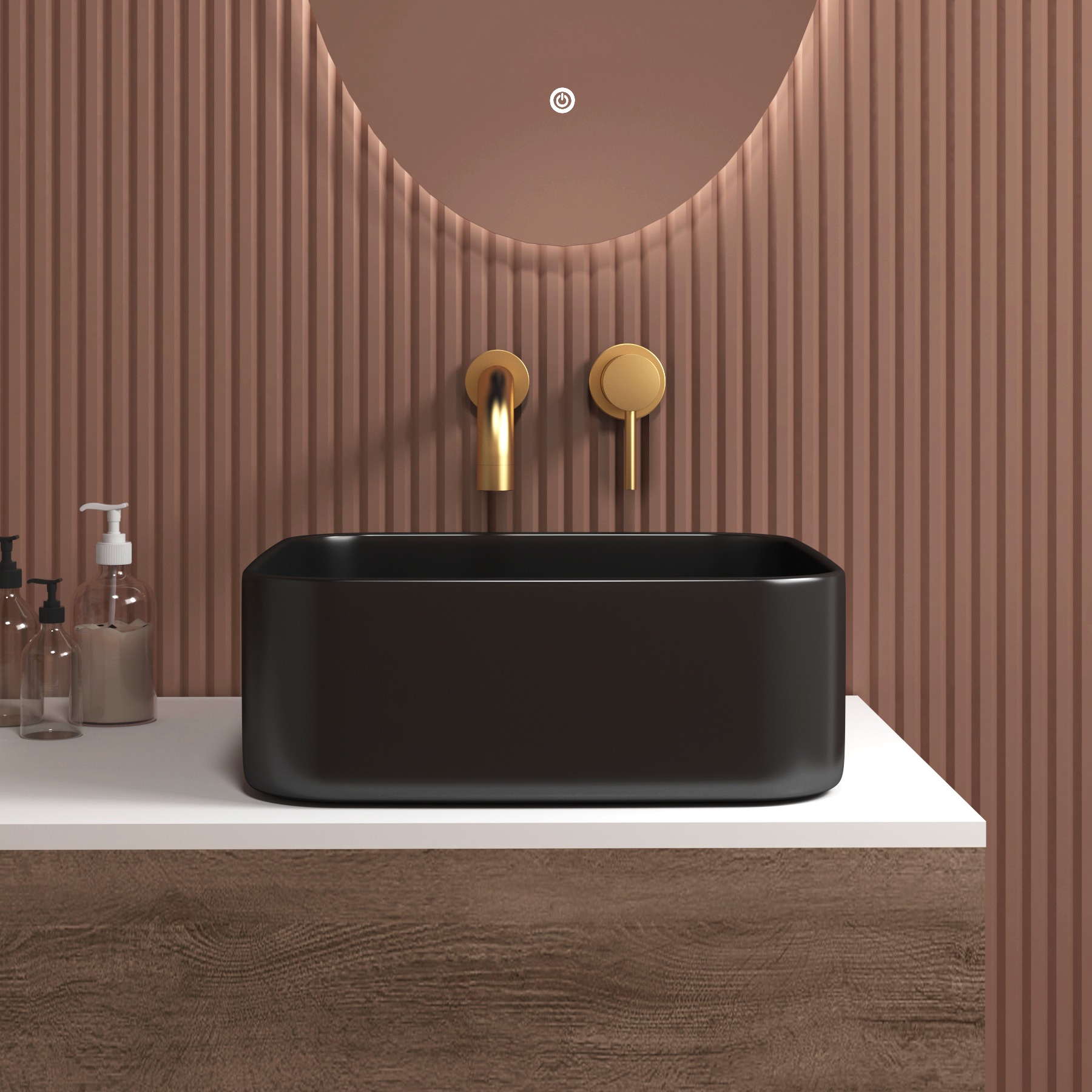 Art Square Counter Top Basin Vessels 370mm  1 Tap Hole