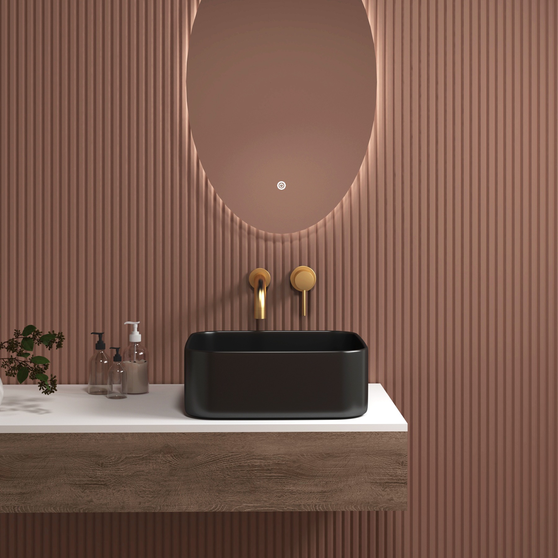 Art Square Counter Top Basin Vessels 370mm  1 Tap Hole