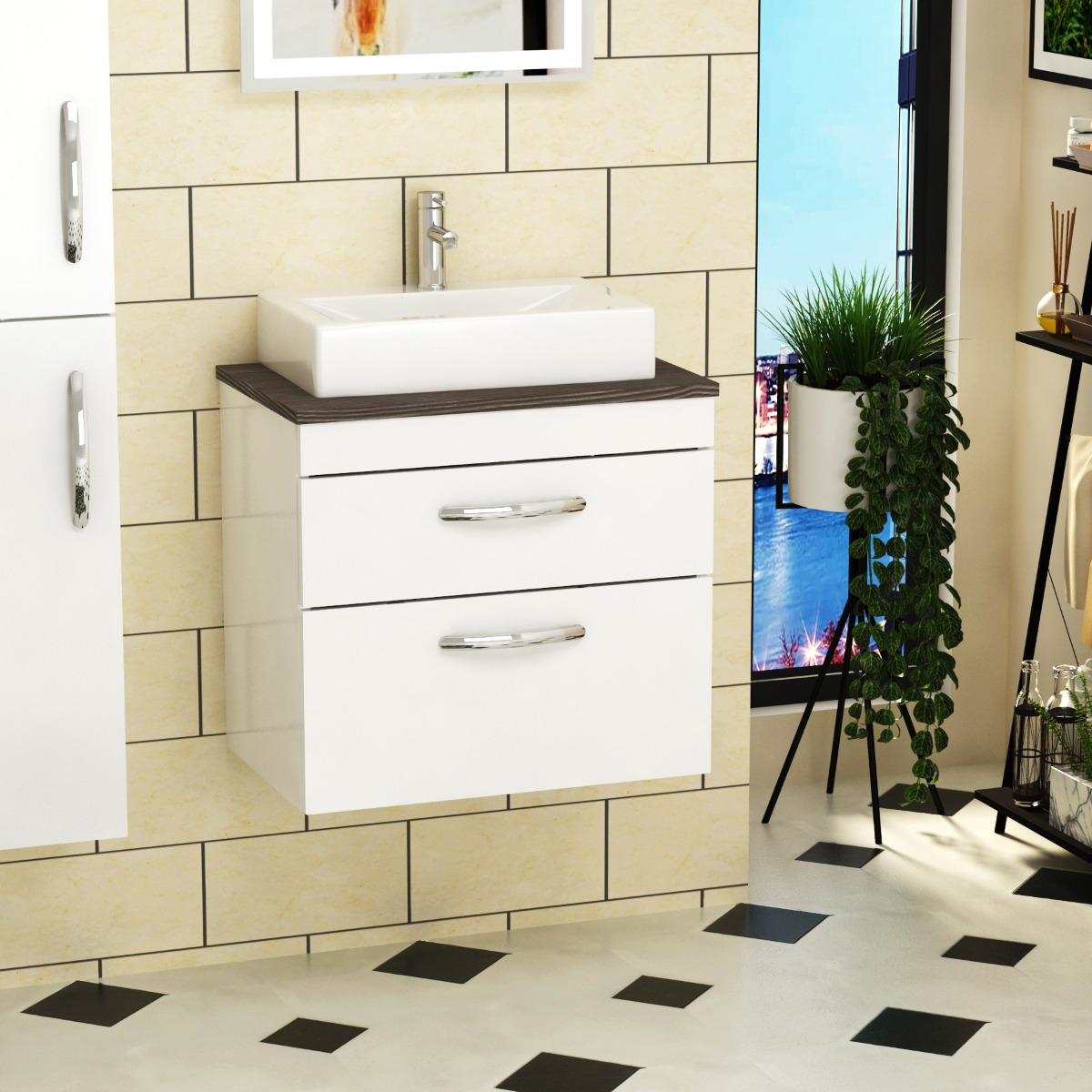 Icona Rectangular Counter Top Basin Vessels 450mm 1 Tap Hole