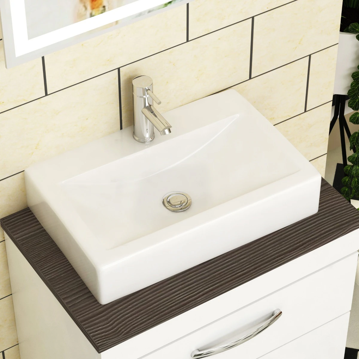 Icona Rectangular Counter Top Basin Vessels 450mm 1 Tap Hole | Royal ...