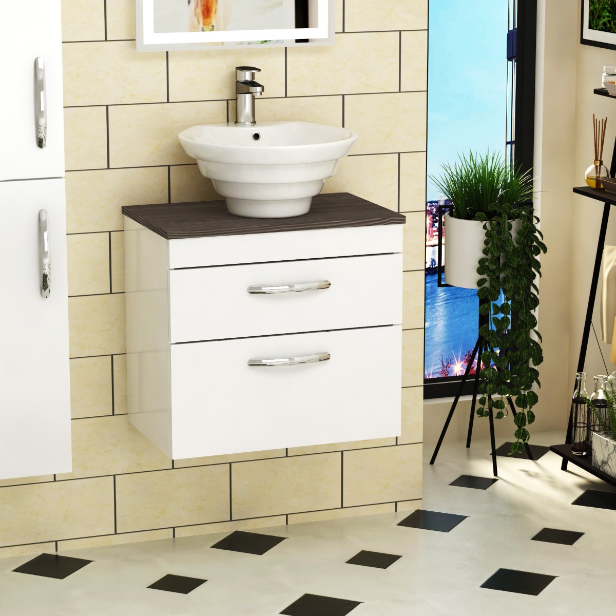 Cesar Round Counter Top Basin Vessels 460mm 1 Tap Hole