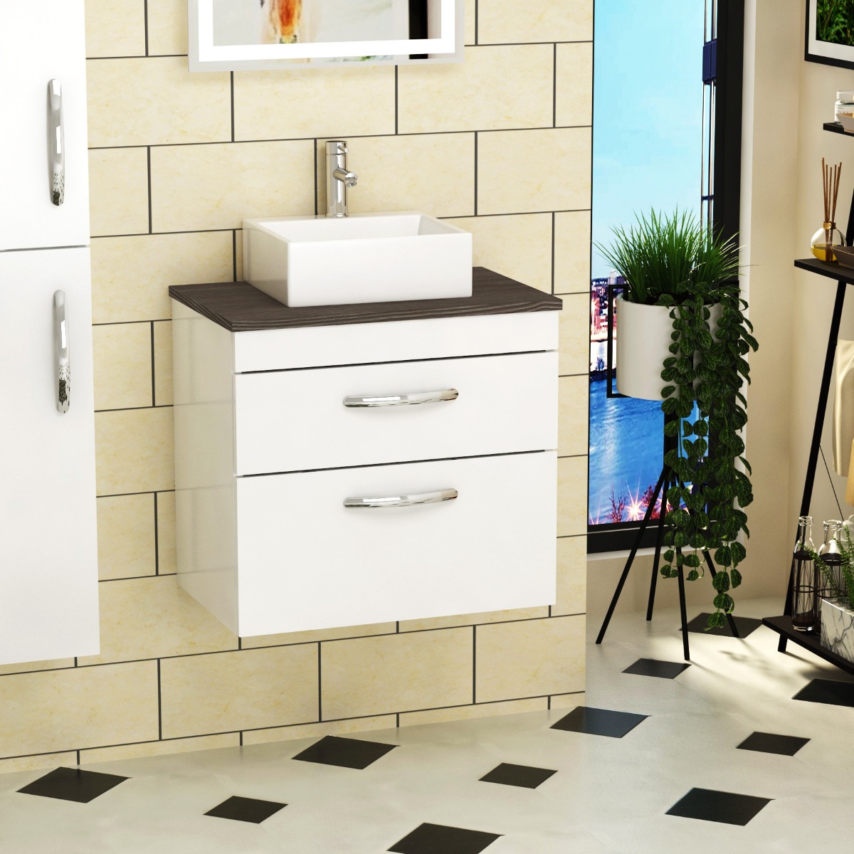 Aqua Square Counter Top Basin Vessels 335mm 1 Tap Hole