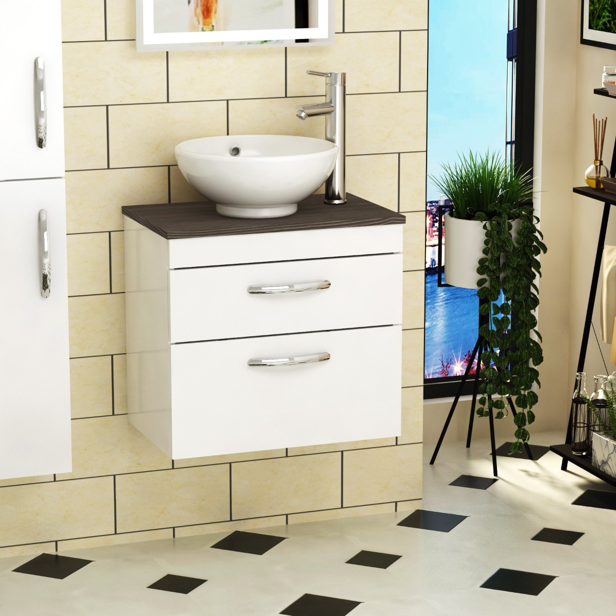 Breeze Round Counter Top Basin Sit On Worktop Vessels 440mm 