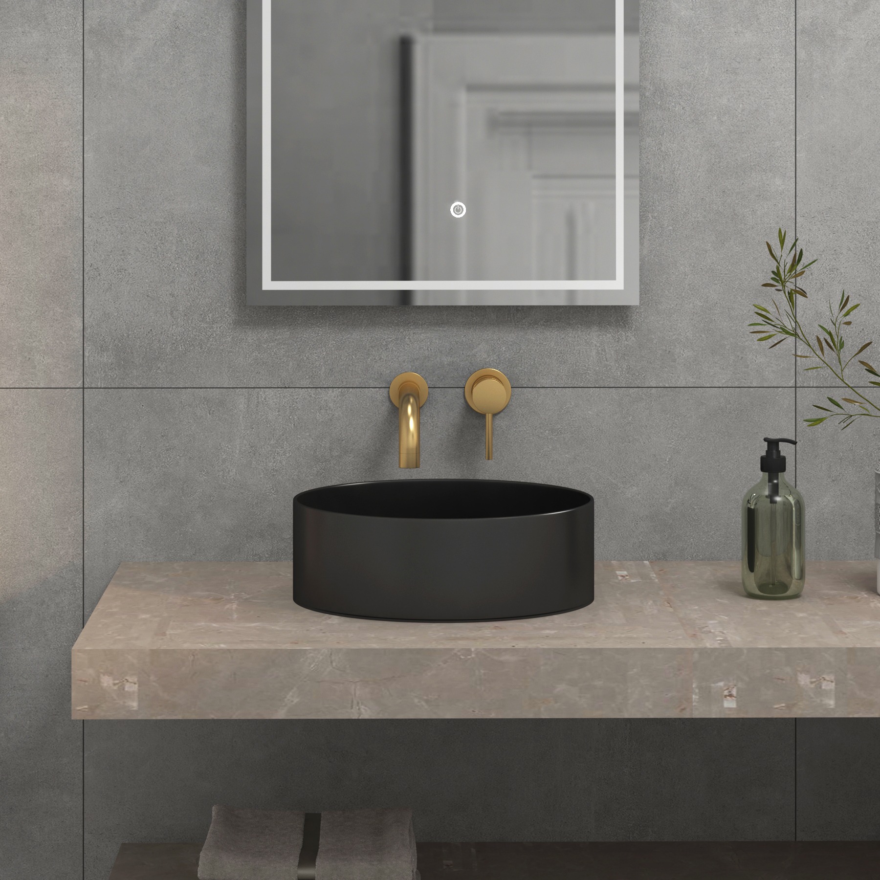 Art Round Counter Top Basin Vessels 360mm  1 Tap Hole