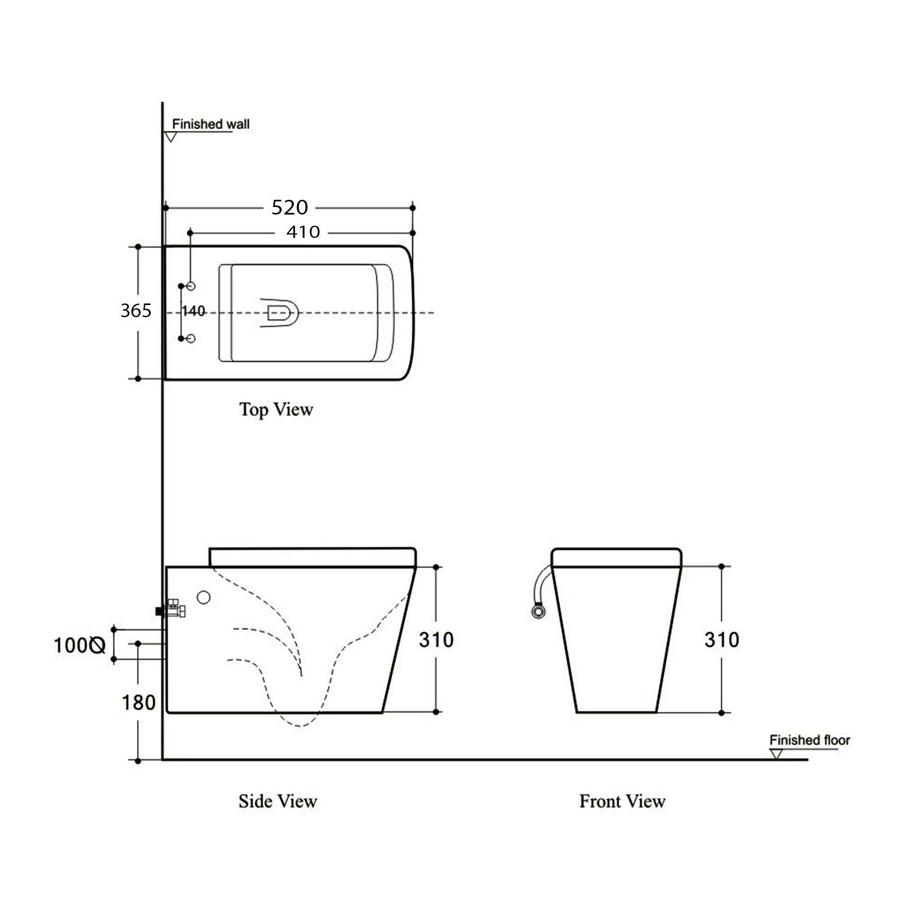 Elena Matt Black Wall Hung Rimless Toilet with Slim Soft Close Seat & Aqua Gun Metal Plate Wall Hung Frame