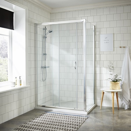 Ella 5mm Sliding Shower Enclosure with Pearlstone Tray 1200 x 700mm