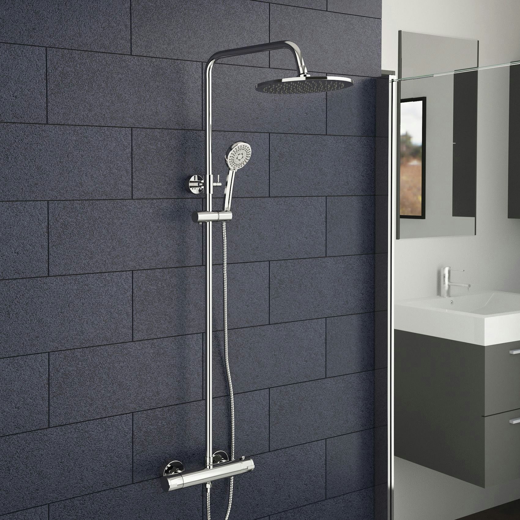 Nuie Chrome Round Thermostatic Bar Shower With Kit Royal Bathrooms