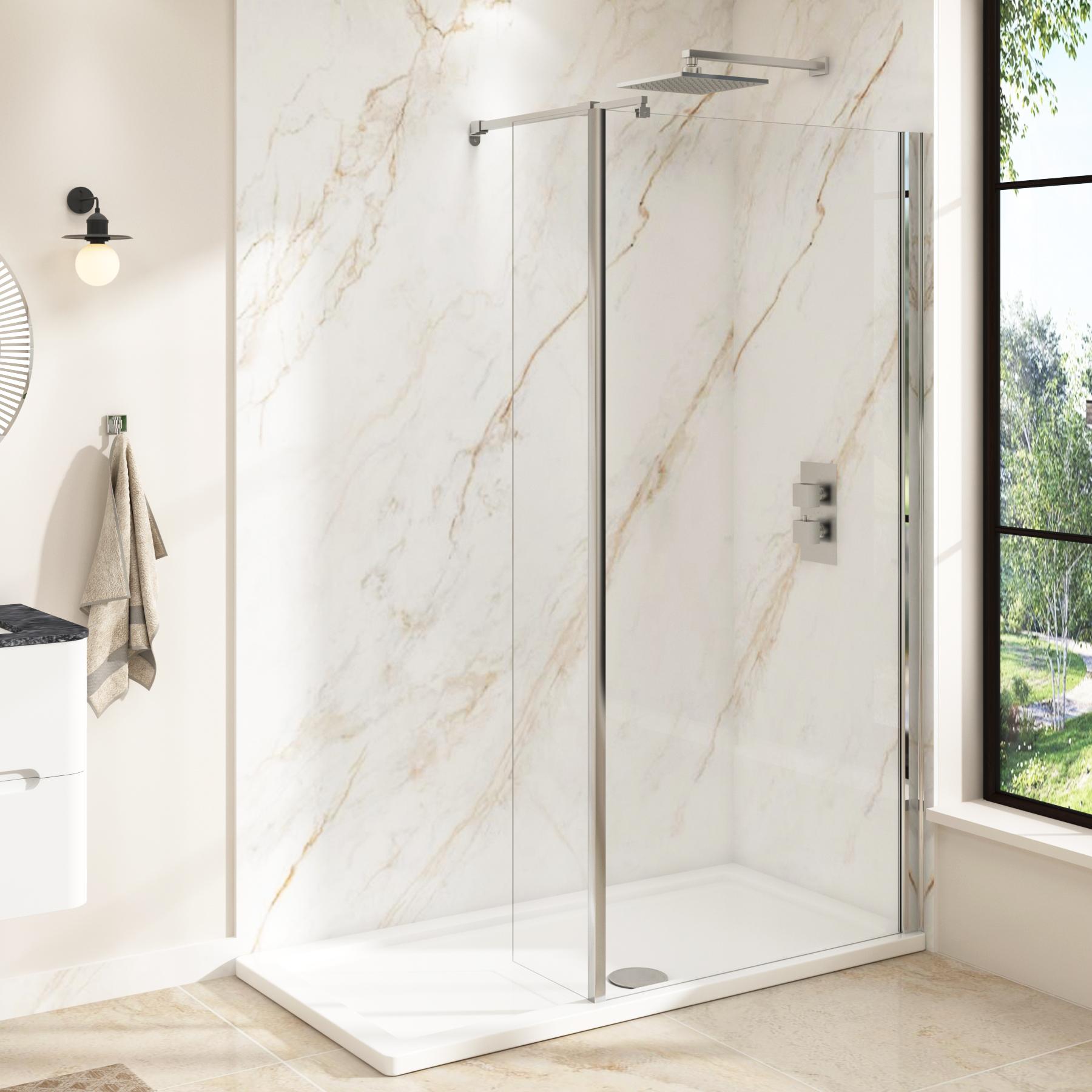 Marbella 215mm Wet Room Fixed Panel for Shower Screen with 8mm Tempered Glass